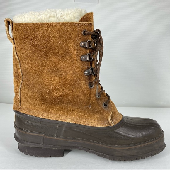 Vintage Eddie Bauer Fiberglass Shank Wool Lined Duck Boots Tan Mens 8 Womens 8.5 - Picture 8 of 14